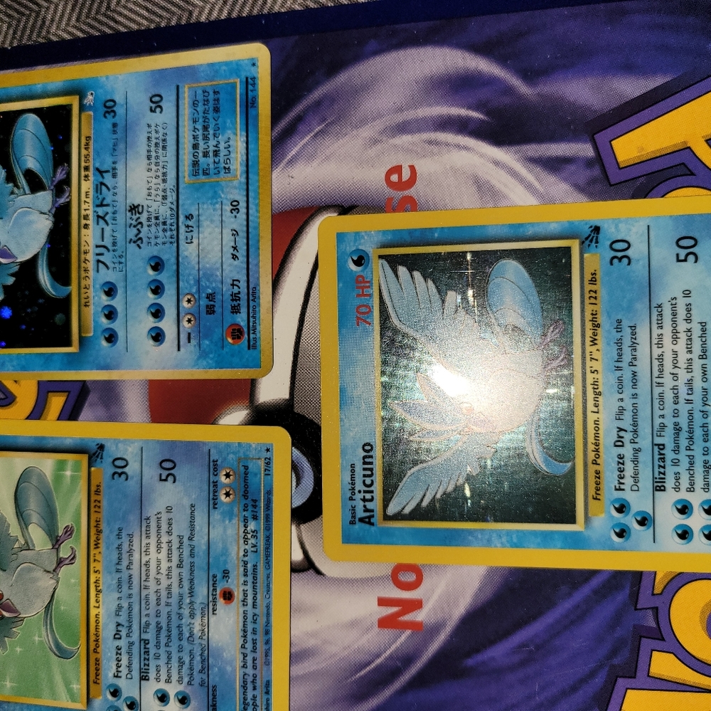 Articuno Pokemon 2 Holographic all 3 Fossil